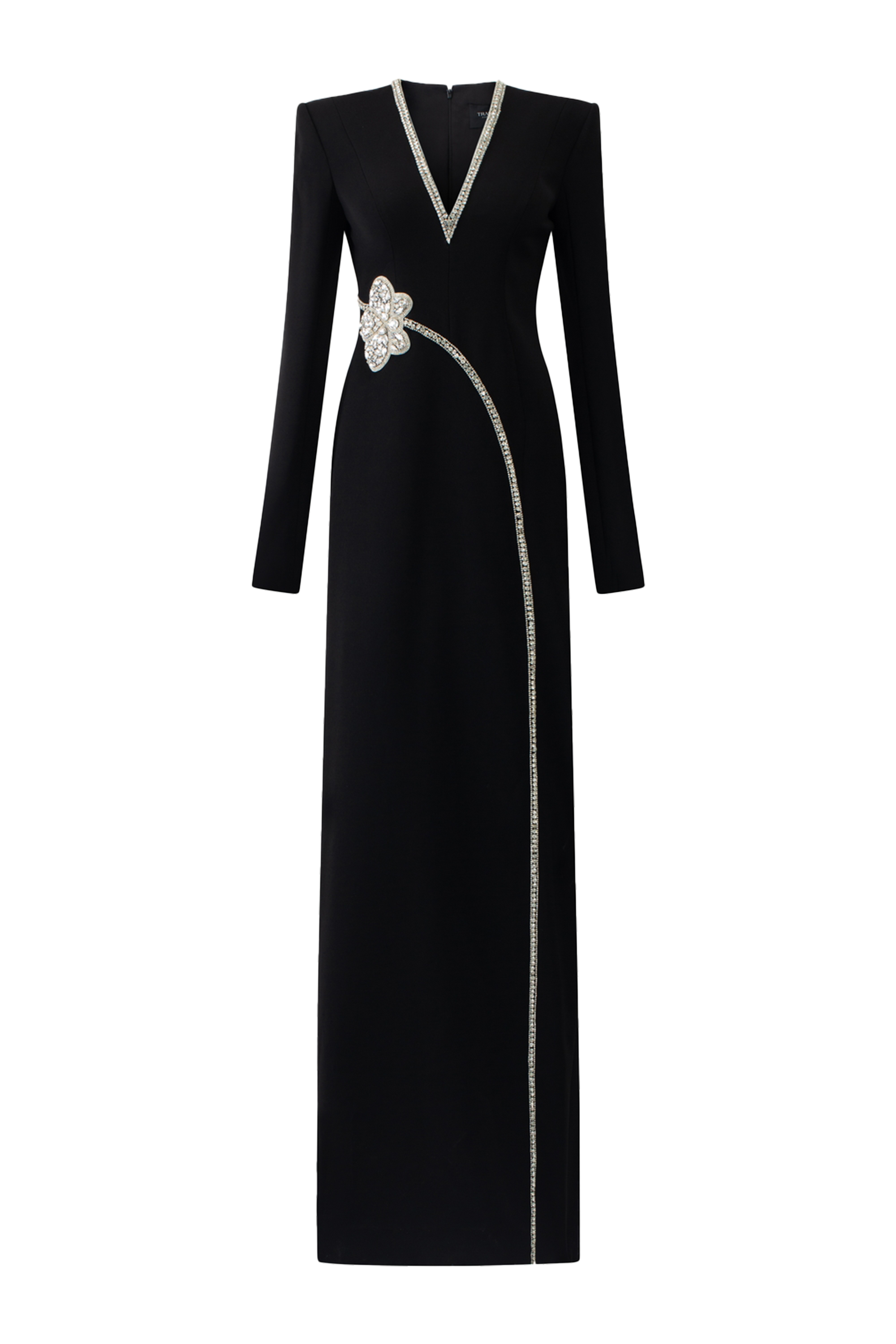 Stone Orchid Embellished V-Neck Dress